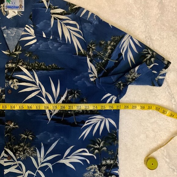 Styled by RJC Ltd. Vintage Hawaiian Cotton Shirt Mens Sz 2XL Seaside Palm Trees - Picture 5 of 6